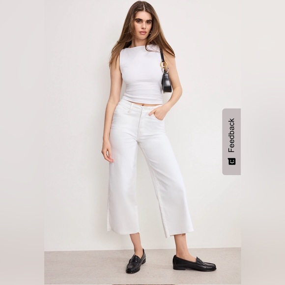 Good American Denim - Good American Good Waist Cropped Palazzo Jeans, Size 14/32